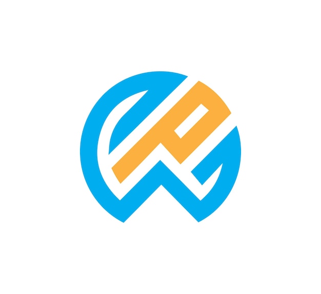 Diseño vectorial del logotipo de la letra WP