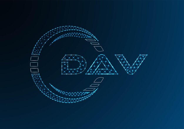 Diseño vectorial de logotipo de letras DAV de baja poli DAV de bajo poli