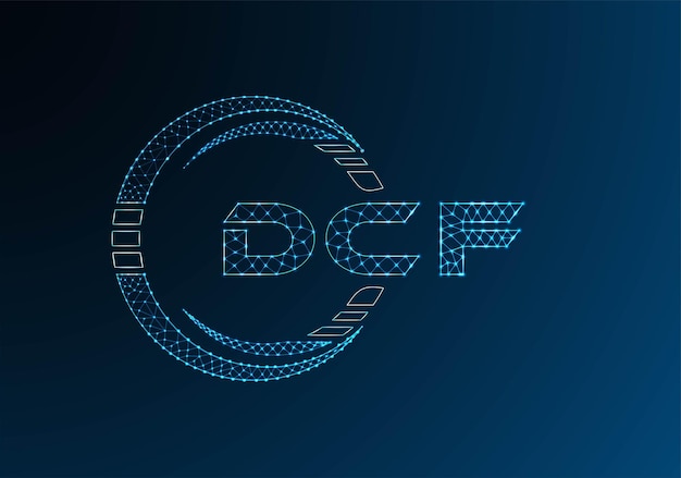 Diseño vectorial de logotipo de letras DCF de bajo poli