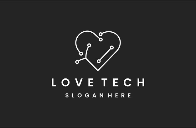 Vector diseño vectorial del logotipo de love tech