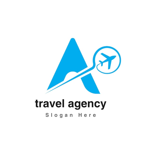 Diseño vectorial del logotipo de la marca de la agencia de viajes y del icono de identidad comercial