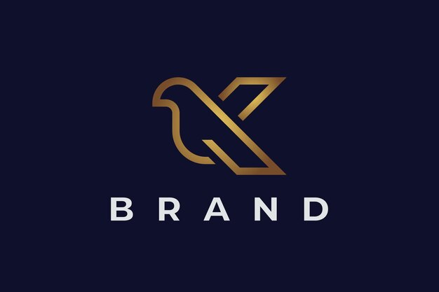 Diseño vectorial del logotipo del monograma del pájaro letra K