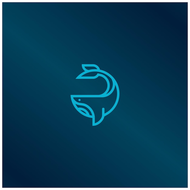 Diseño vectorial del logotipo monoline de ballena