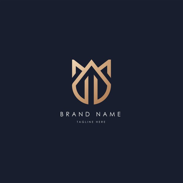 Diseño vectorial del logotipo de MU Imagen vectorial de estilo dorado de lujo alfabético