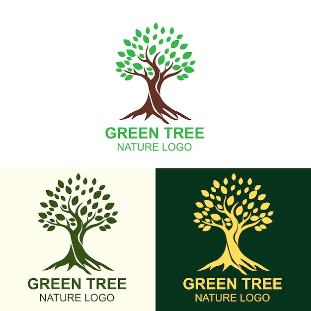 Diseño vectorial del logotipo de la naturaleza del árbol verde