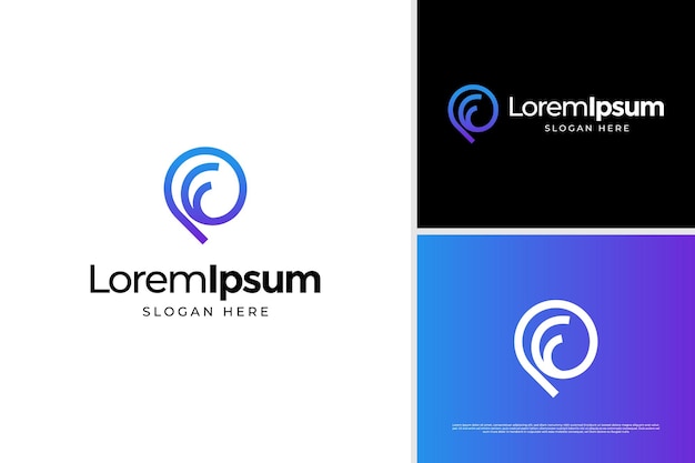 Diseño vectorial del logotipo de la onda de viaje de la letra P minimalista plantilla de diseño de logotipo de viaje de pin P inicial