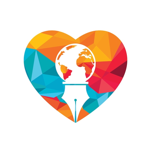 Diseño vectorial del logotipo de plumilla y globo