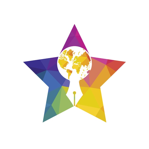 Diseño vectorial del logotipo de plumilla y globo