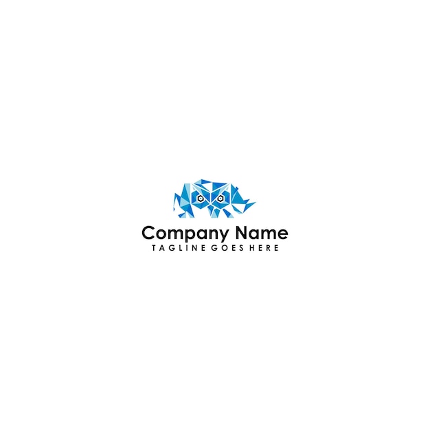 Diseño vectorial del logotipo de rinoceronte y búho. Logotipo de rinocerontes para club deportivo o equipo. Logotipo de rinoceronte enojado.