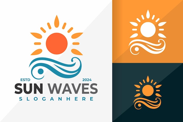 Diseño vectorial del logotipo de Sun Waves Ilustración del icono del símbolo