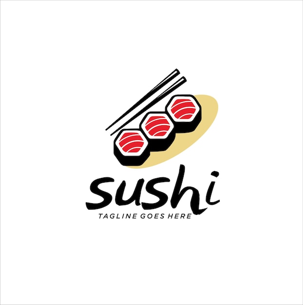 Diseño vectorial del logotipo del sushi oriental japonés