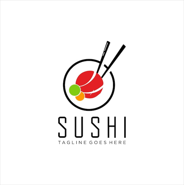 Diseño vectorial del logotipo del sushi oriental japonés