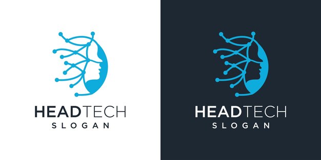 diseño vectorial de logotipo tecnología inteligente cabeza humana tecnología humana digital