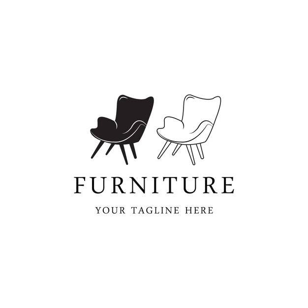diseño vectorial de logotipos de muebles con ilustraciones vectoriales de sillas