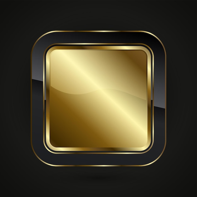 Un diseño vectorial de lujo de rectángulo premium que se utiliza en el botón web premium para el botón negro y dorado
