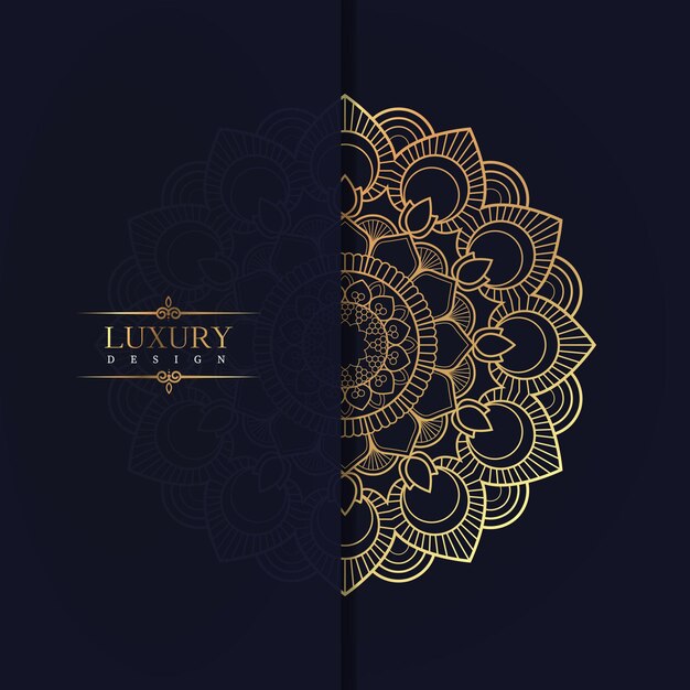 Diseño vectorial de mandala geométrico de lujo dorado patrón decorativo ornamental creativo