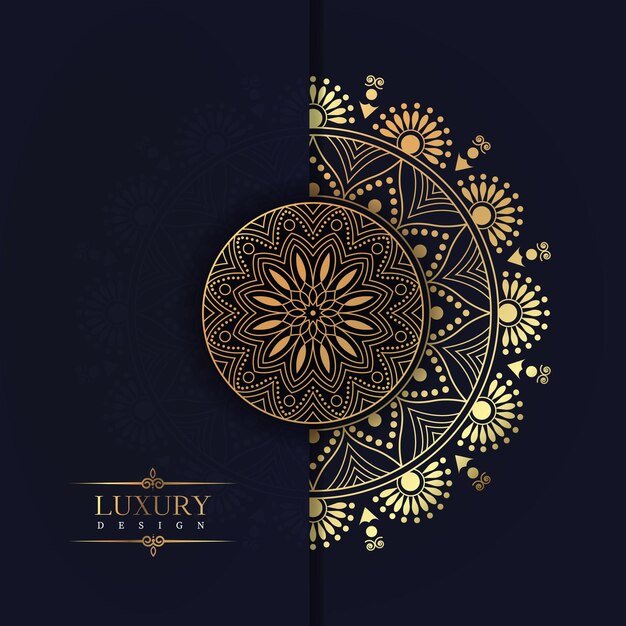 Diseño vectorial de mandala geométrico de lujo dorado patrón decorativo ornamental creativo