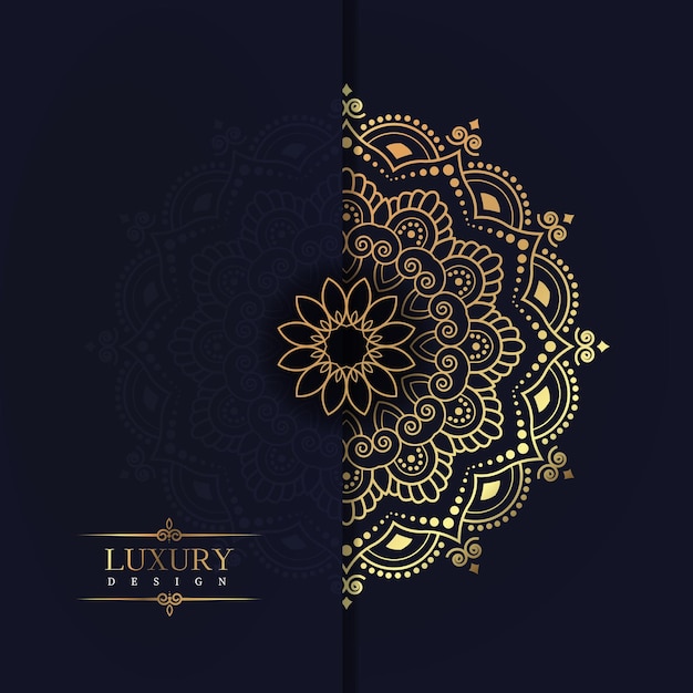Diseño vectorial de mandala geométrico de lujo dorado patrón decorativo ornamental creativo