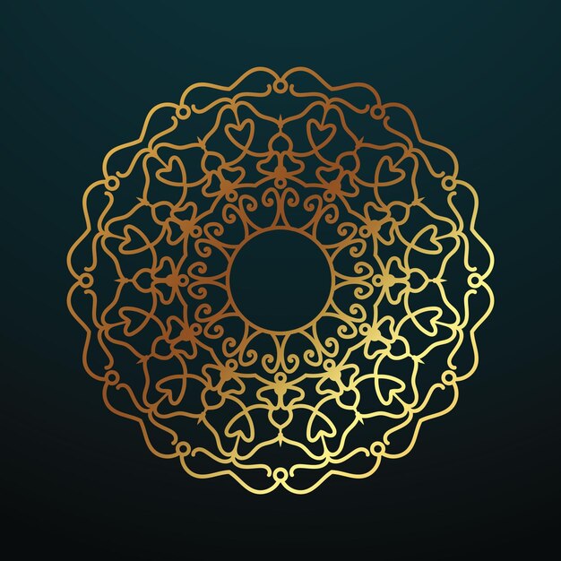 Diseño vectorial de mandala ornamental de oro de lujo