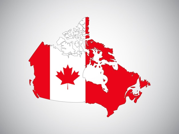 Diseño vectorial del mapa de la bandera de Canadá