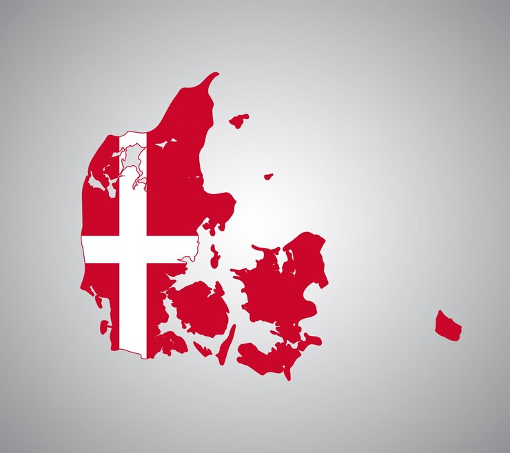 Diseño vectorial del mapa de la bandera de Dinamarca