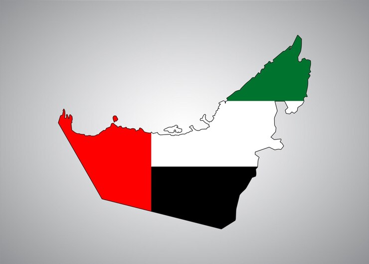 Diseño vectorial del mapa de la bandera de los Emiratos Árabes Unidos