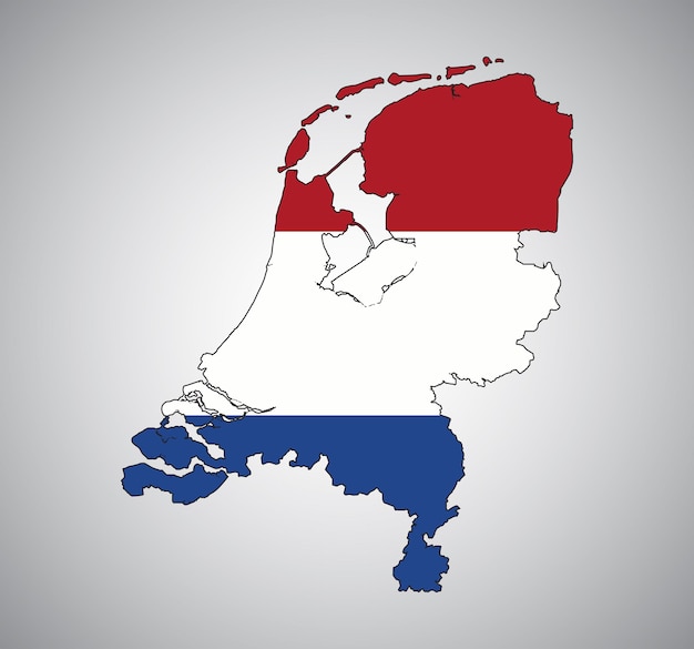 Diseño vectorial del mapa de la bandera de Holanda
