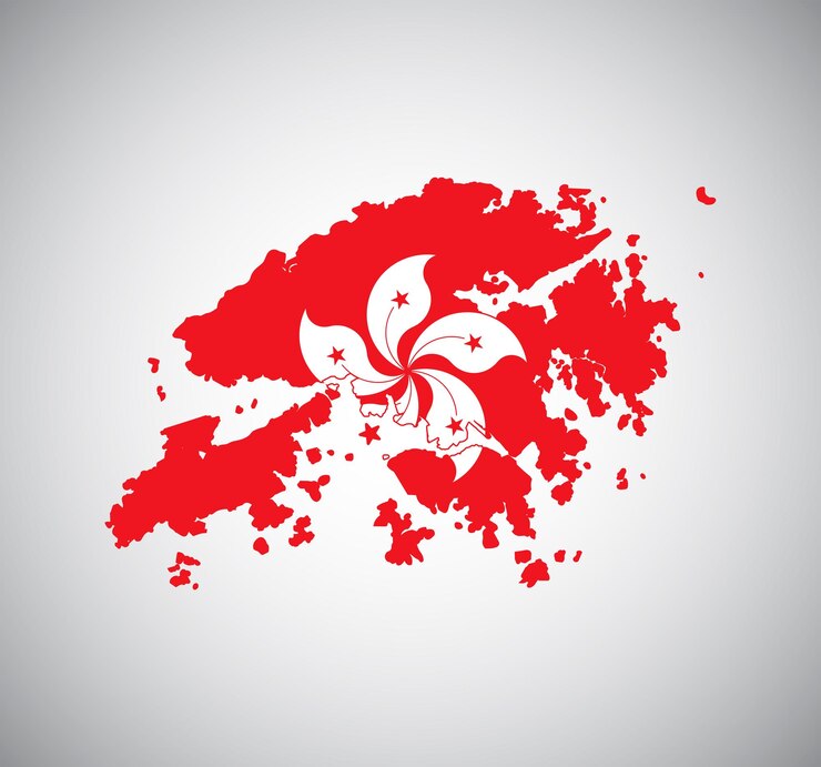 Diseño vectorial del mapa de la bandera de Hong Kong