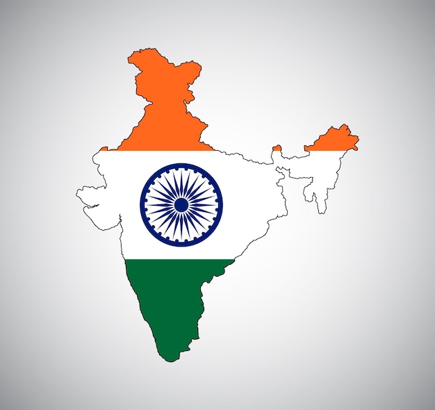 Diseño vectorial del mapa de la bandera india