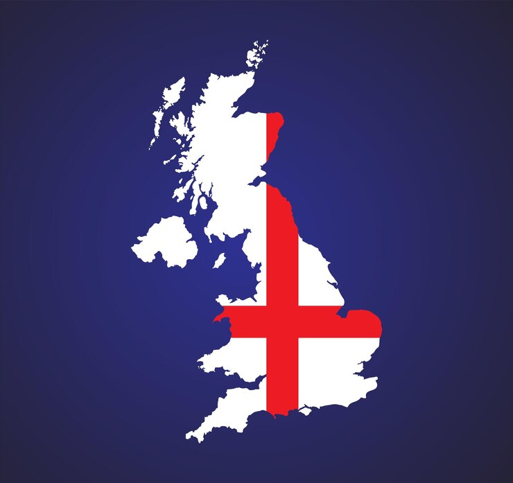 Diseño vectorial del mapa de la bandera de Inglaterra