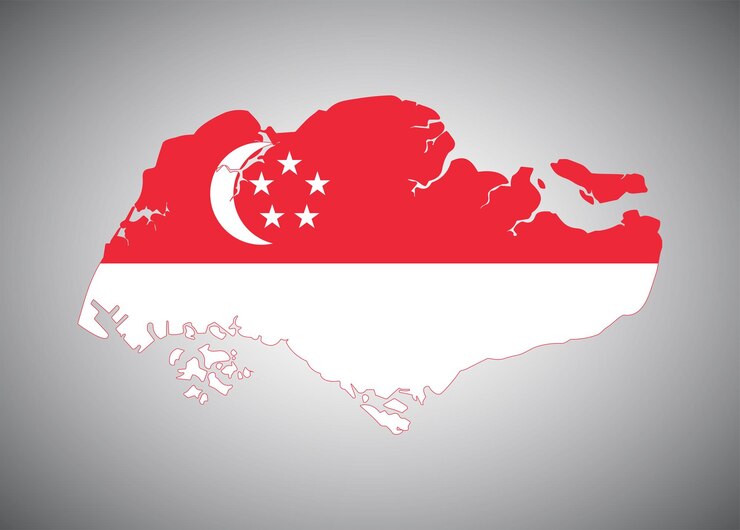 Diseño vectorial del mapa de la bandera de Singapur