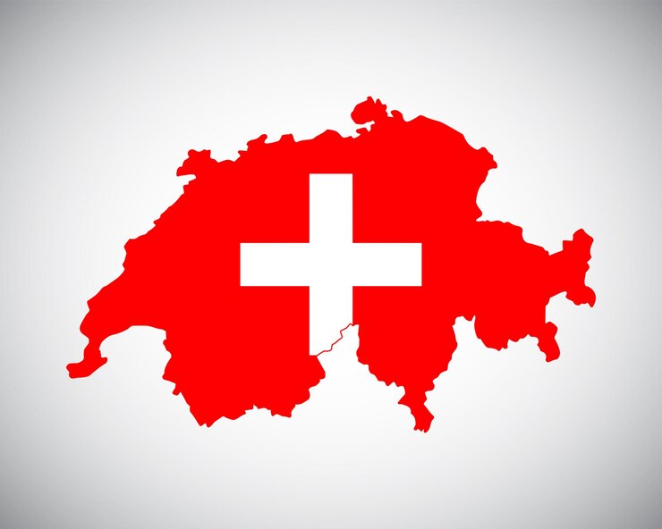 Vector diseño vectorial del mapa de la bandera de suiza
