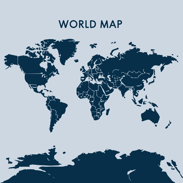 Diseño vectorial del mapa del mundo azul moderno