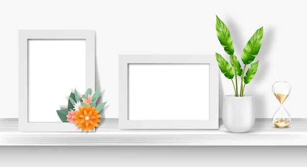 Diseño vectorial de maqueta de marco fotográfico 3D para álbumes