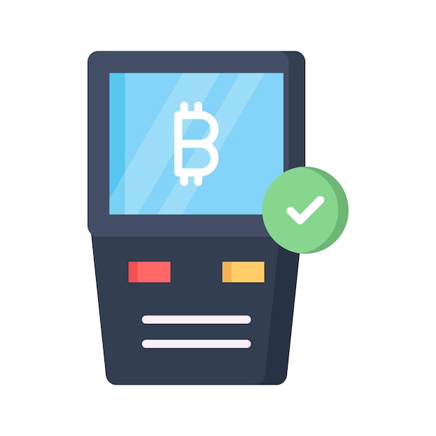 El diseño vectorial de la máquina ATM de Bitcoin está listo para la descarga premium