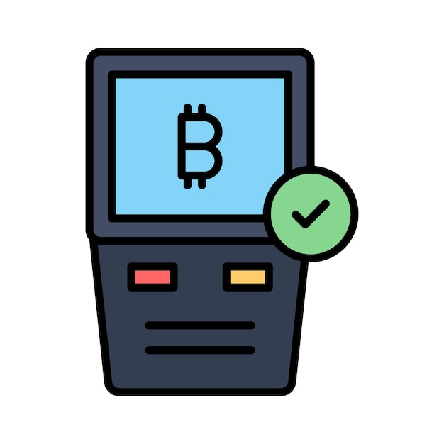 El diseño vectorial de la máquina ATM de Bitcoin está listo para la descarga premium
