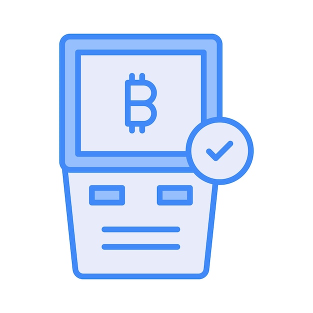El diseño vectorial de la máquina ATM de Bitcoin está listo para la descarga premium