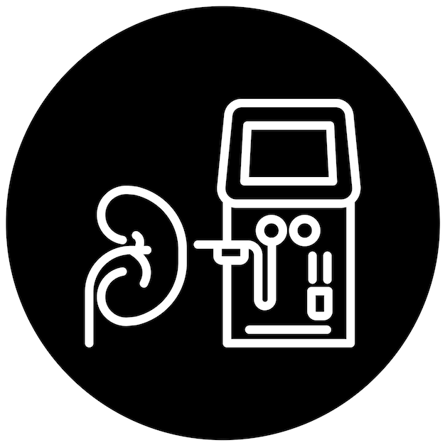 Diseño vectorial de la máquina de diálisis renal estilo del icono