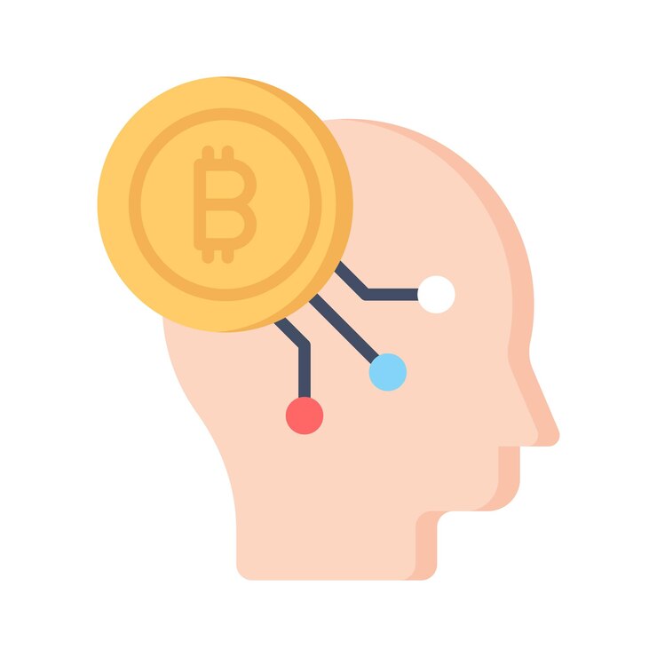 Vector diseño vectorial mental de bitcoin en estilo moderno listo para usar icono