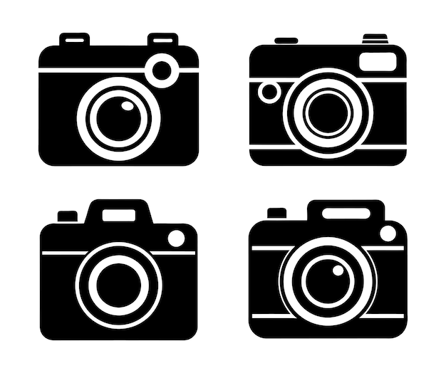 Diseño vectorial minimalista del conjunto de iconos de la cámara