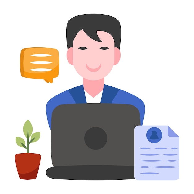 Diseño vectorial de moda de la entrevista virtual