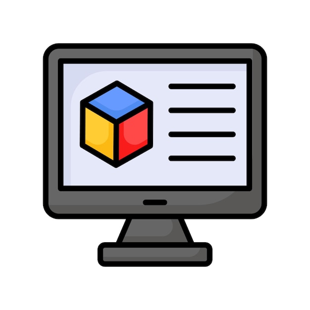 Diseño vectorial de modelado 3D listo para usar icono aislado en fondo blanco