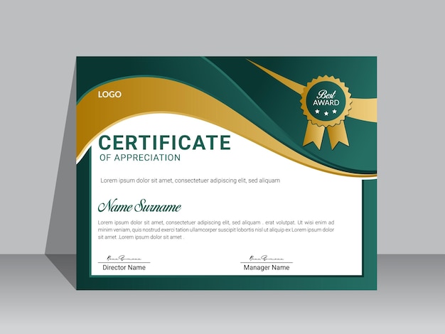Diseño vectorial moderno de certificados de finalización para documentos impresos académicos y empresariales