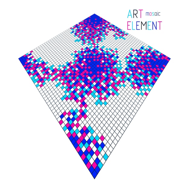 Diseño vectorial moderno y moderno de mosaicos artísticos dimensionales, fondo abstracto como plantilla para el diseño con espacio de copia para el título. Utilizable para folleto, revista, anuncio, pancarta, afiche.