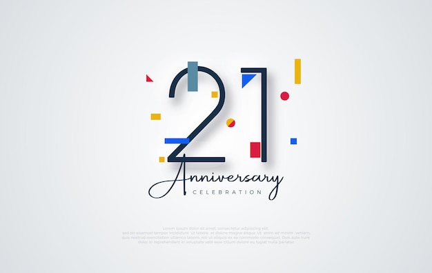 Diseño vectorial moderno y sencillo para el 21 aniversario Diseño colorido hace que el diseño se vea feliz Diseño premium para saludos carteles pancartas y publicaciones en redes sociales