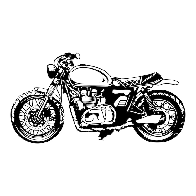 Diseño vectorial de motocicleta clásica en blanco y negro