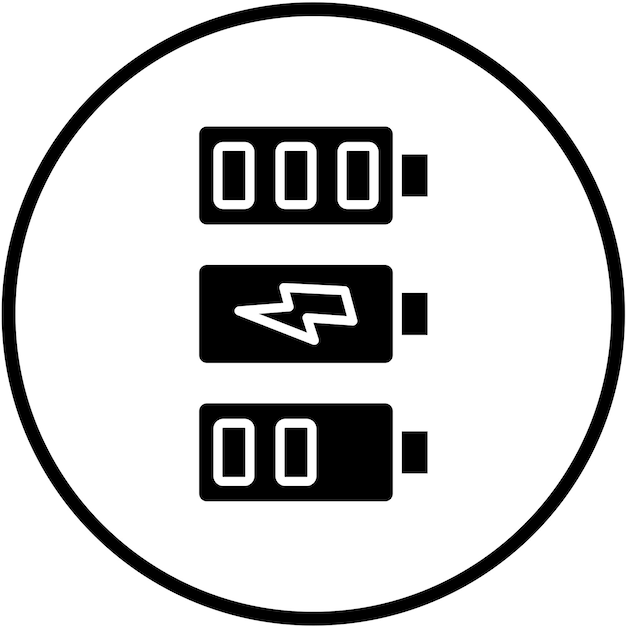 Diseño vectorial de muchas baterías Estilo de icono