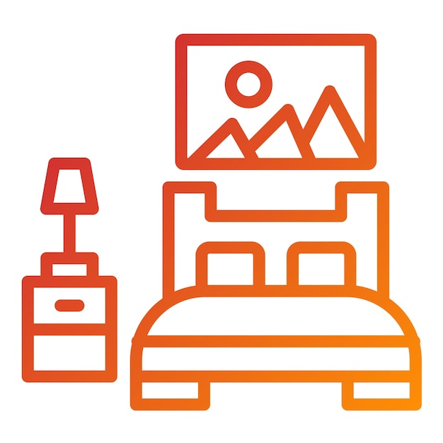 Diseño vectorial de muebles de dormitorio Estilo de icono