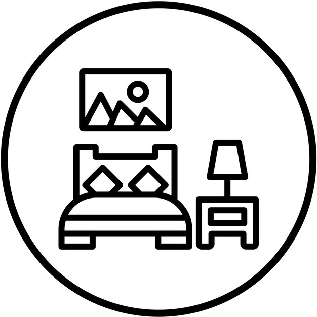 Diseño vectorial de muebles de dormitorio Estilo de icono