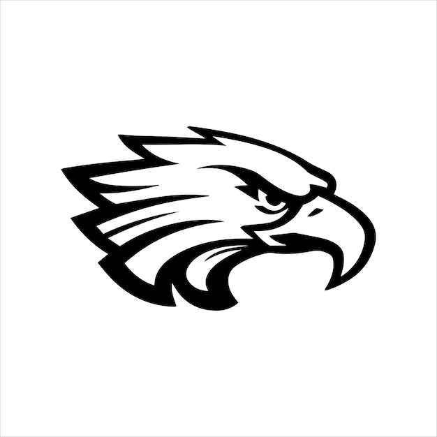 Diseño vectorial en negrita de la silueta de la cabeza del águila